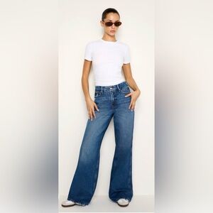 Good American Good Skate Wide-Leg Jeans in Dark Blue Wash, sz 4